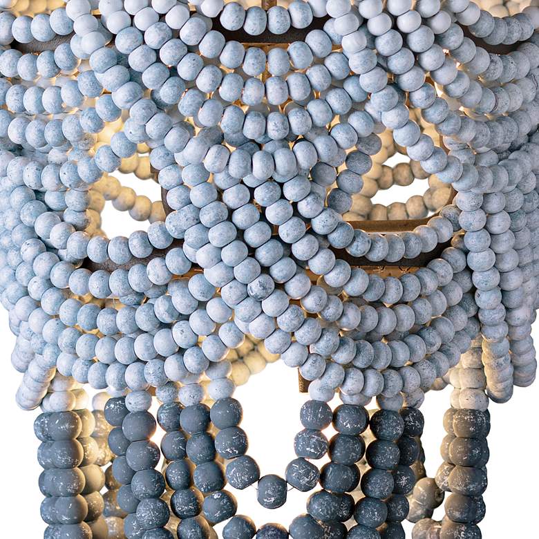 Image 3 Ombre 24" Wide Blue Wood Bead Chandelier more views