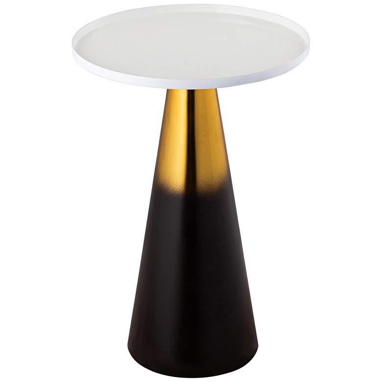 Image 1 Ombre Enamel 15 3/4 inch Wide White and Gold Round Side Table