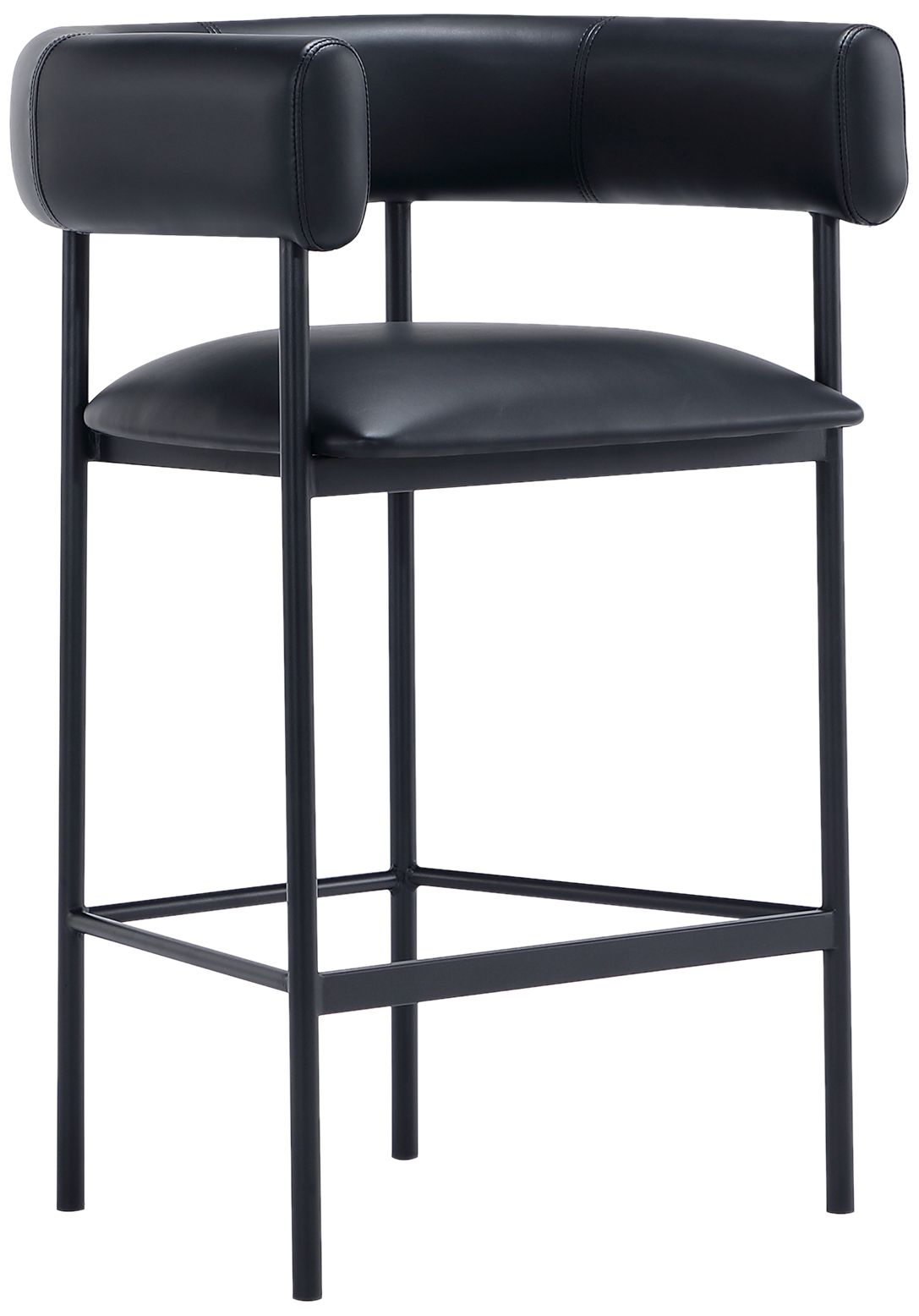 Image 2 Onda Contemporary Vegan Leather Metal Counter Stool in Black