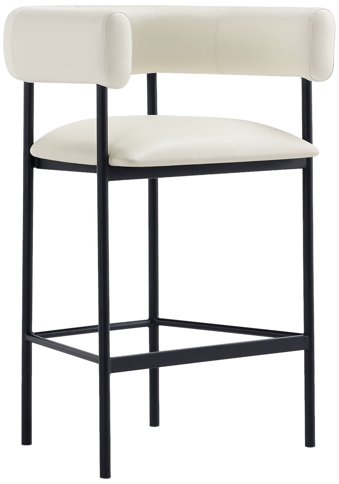 Image 2 Onda Contemporary Vegan Leather Metal Counter Stool in Ivory