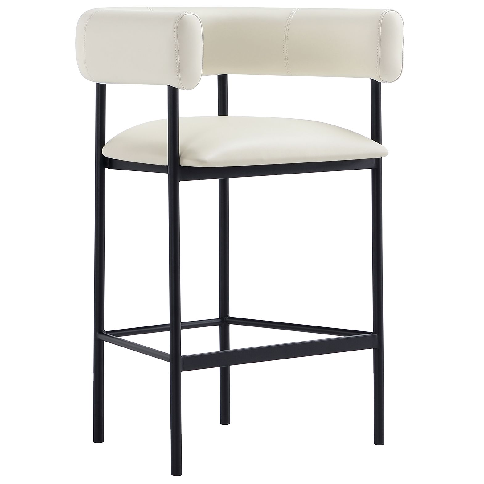 Image 3 Onda Contemporary Vegan Leather Metal Counter Stool in Ivory more views