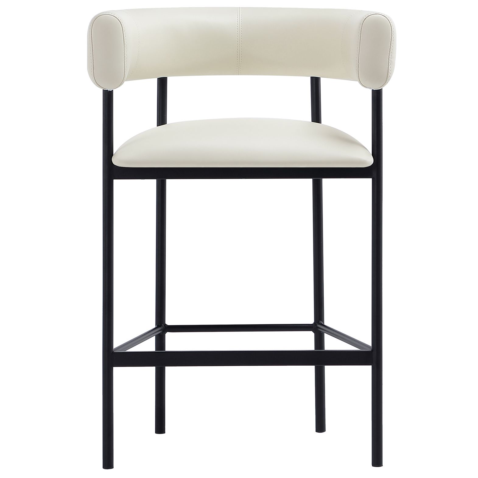 Image 7 Onda Contemporary Vegan Leather Metal Counter Stool in Ivory more views