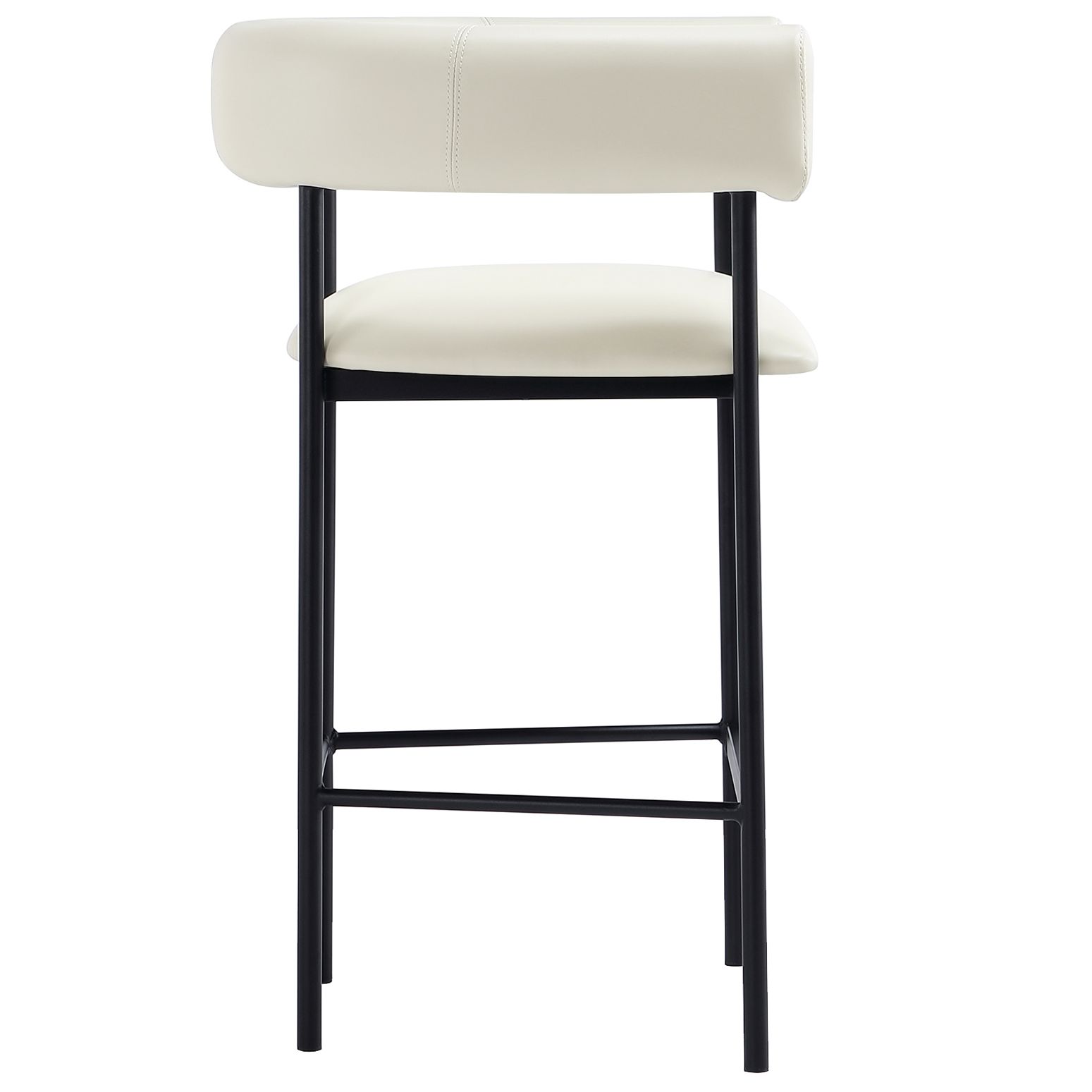 Onda Contemporary Vegan Leather Metal Counter Stool in Ivory