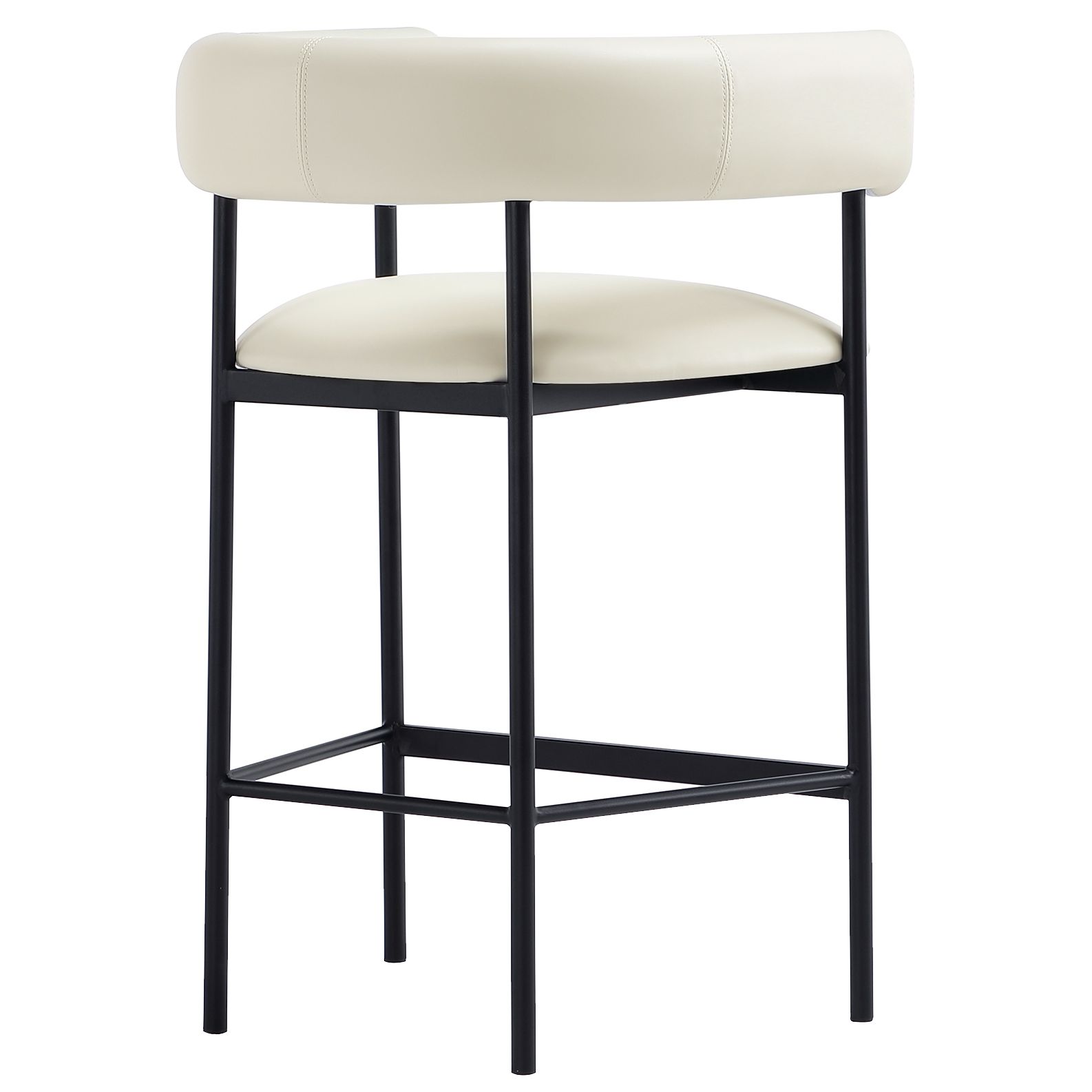 Onda Contemporary Vegan Leather Metal Counter Stool in Ivory