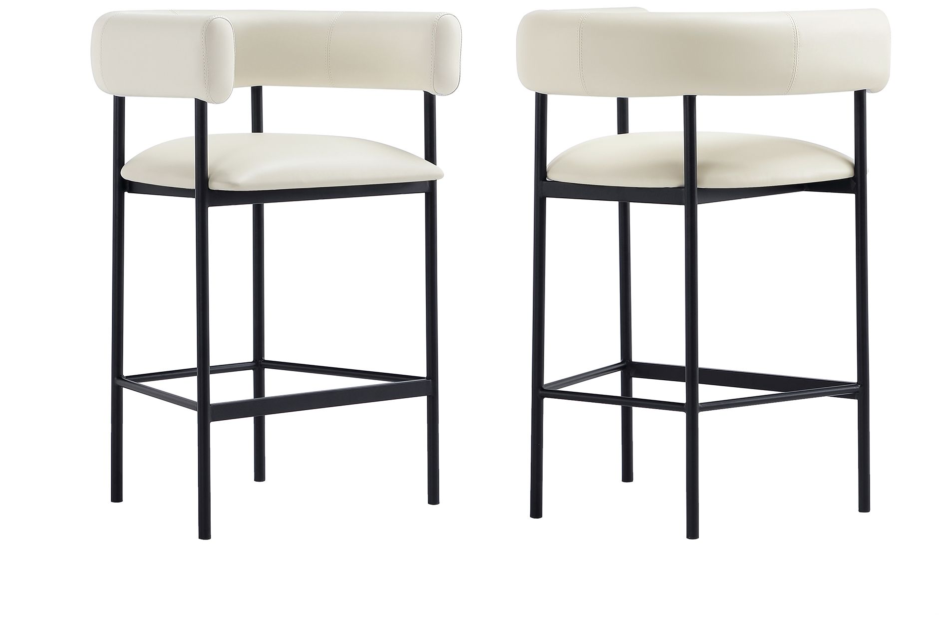 Onda Contemporary Vegan Leather Metal Counter Stool in Ivory