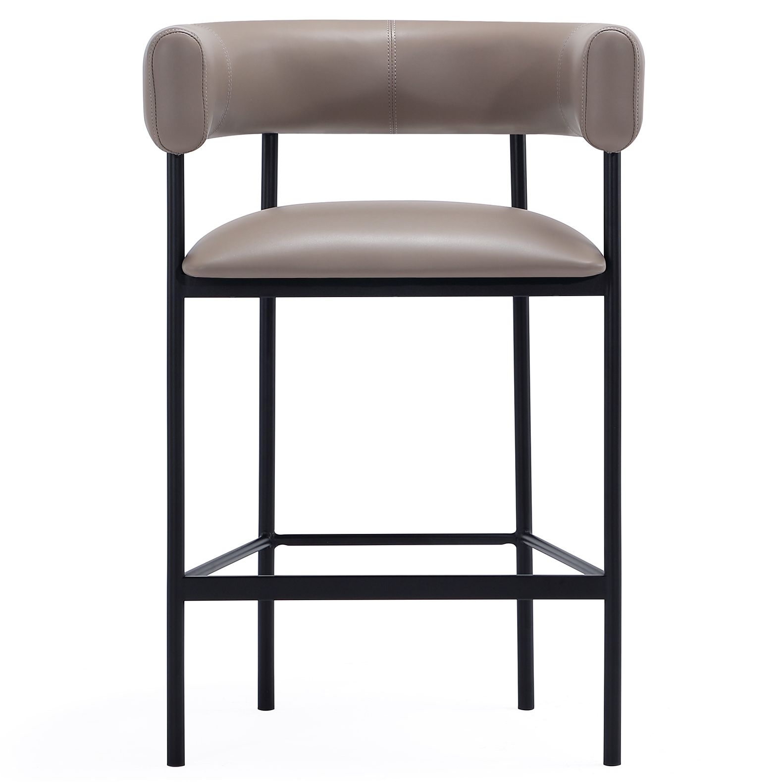 Image 7 Onda Contemporary Vegan Leather Metal Counter Stool in Taupe more views