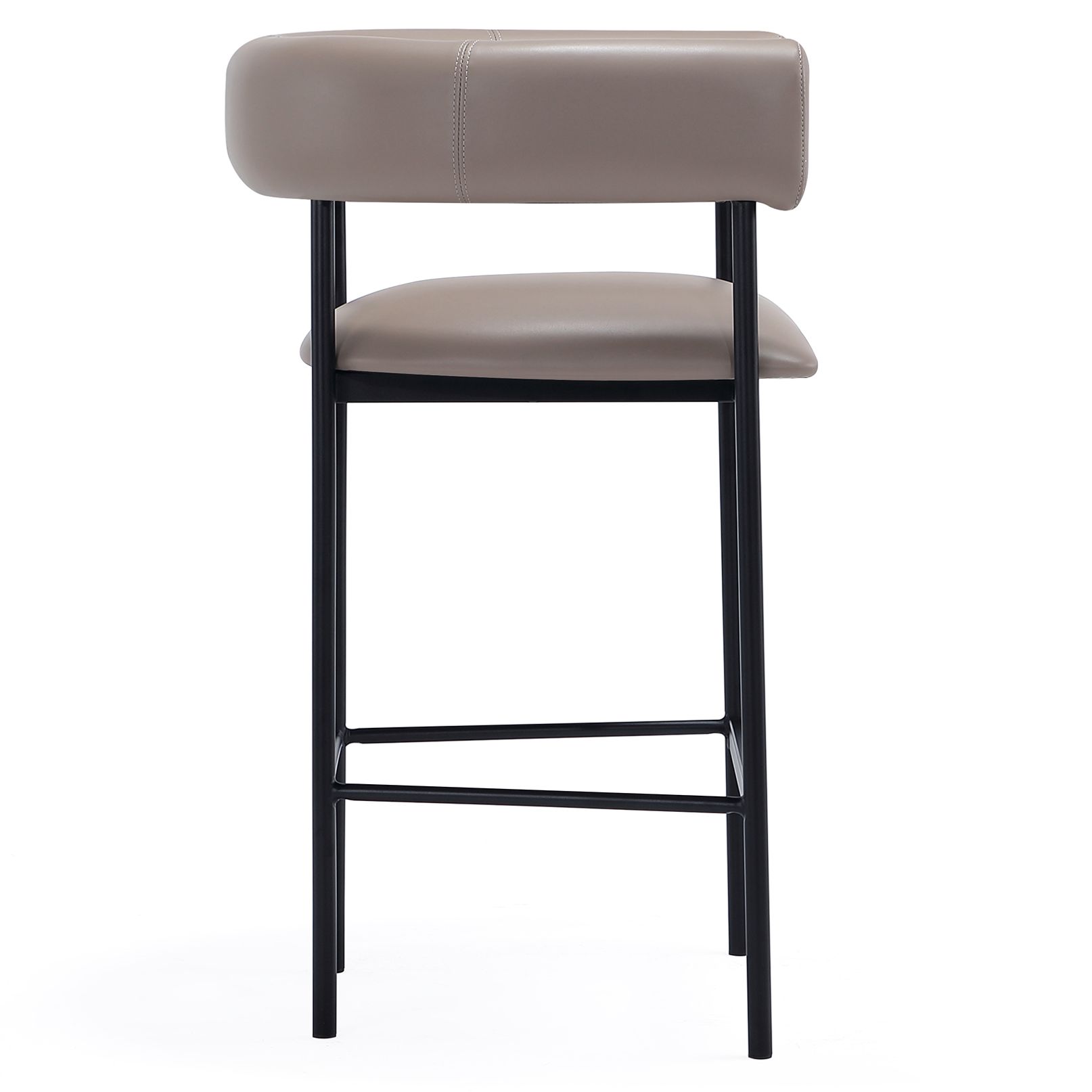 Onda Contemporary Vegan Leather Metal Counter Stool in Taupe