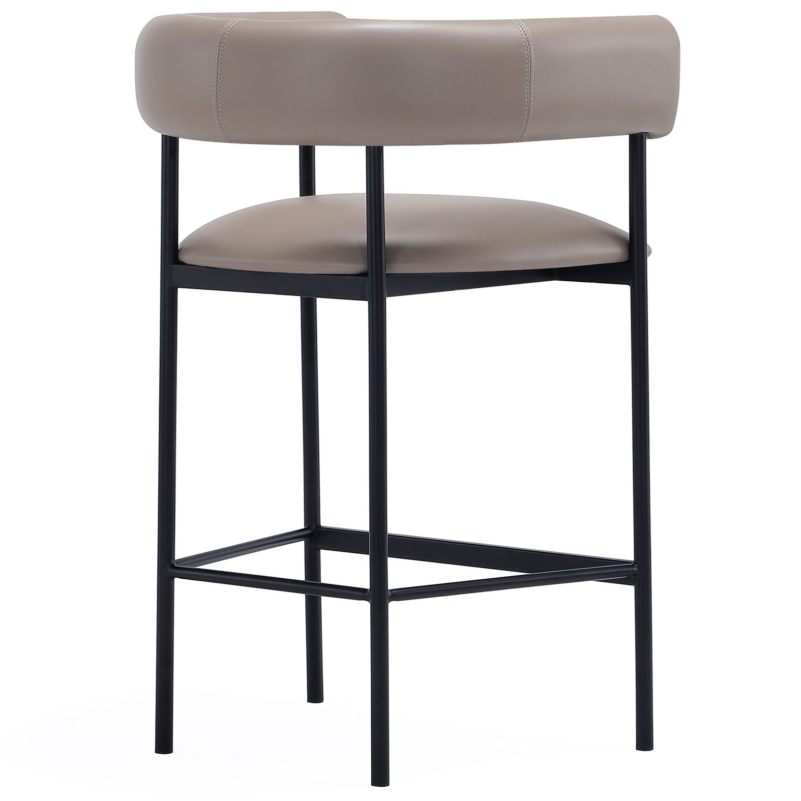 Onda Contemporary Vegan Leather Metal Counter Stool in Taupe