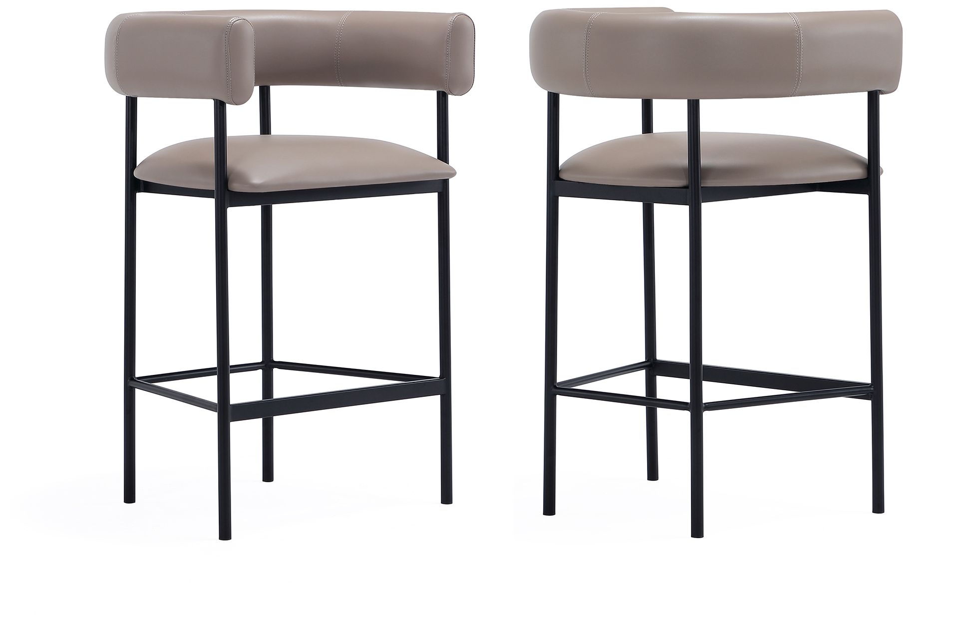 Onda Contemporary Vegan Leather Metal Counter Stool in Taupe