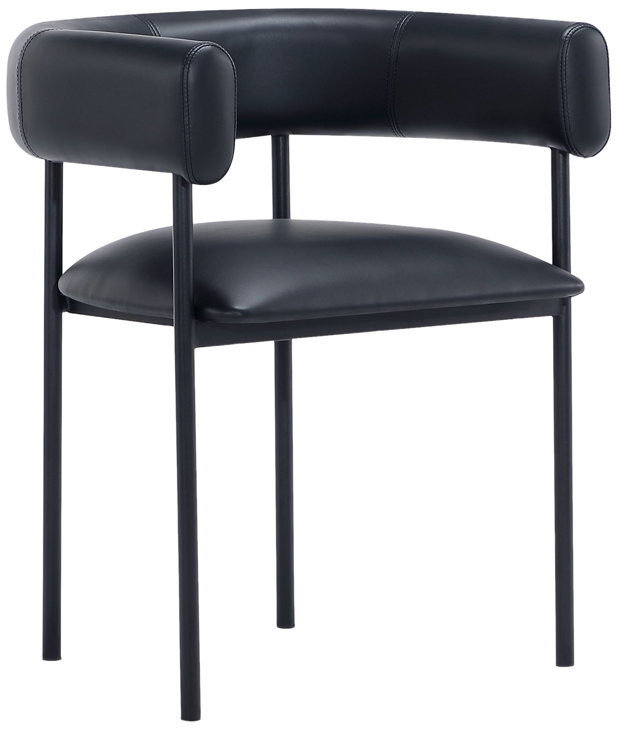 Image 2 Onda Contemporary Vegan Leather Metal Dining Chair in Black