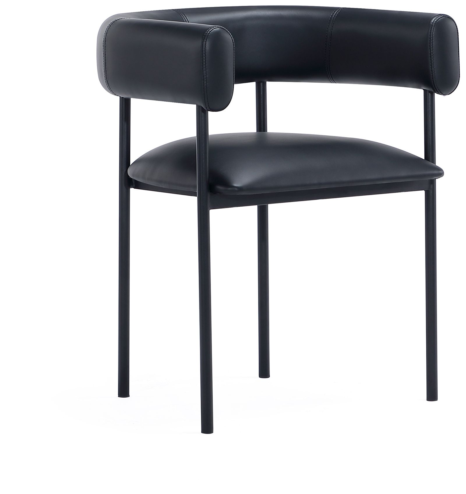 Image 3 Onda Contemporary Vegan Leather Metal Dining Chair in Black more views