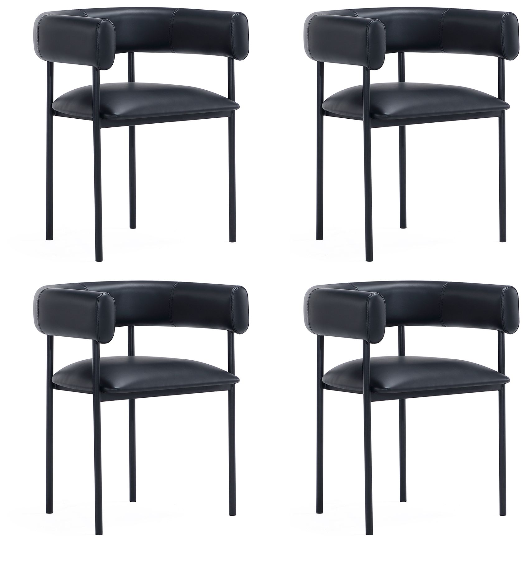 Onda Contemporary Vegan Leather Metal Dining Chair in Black
