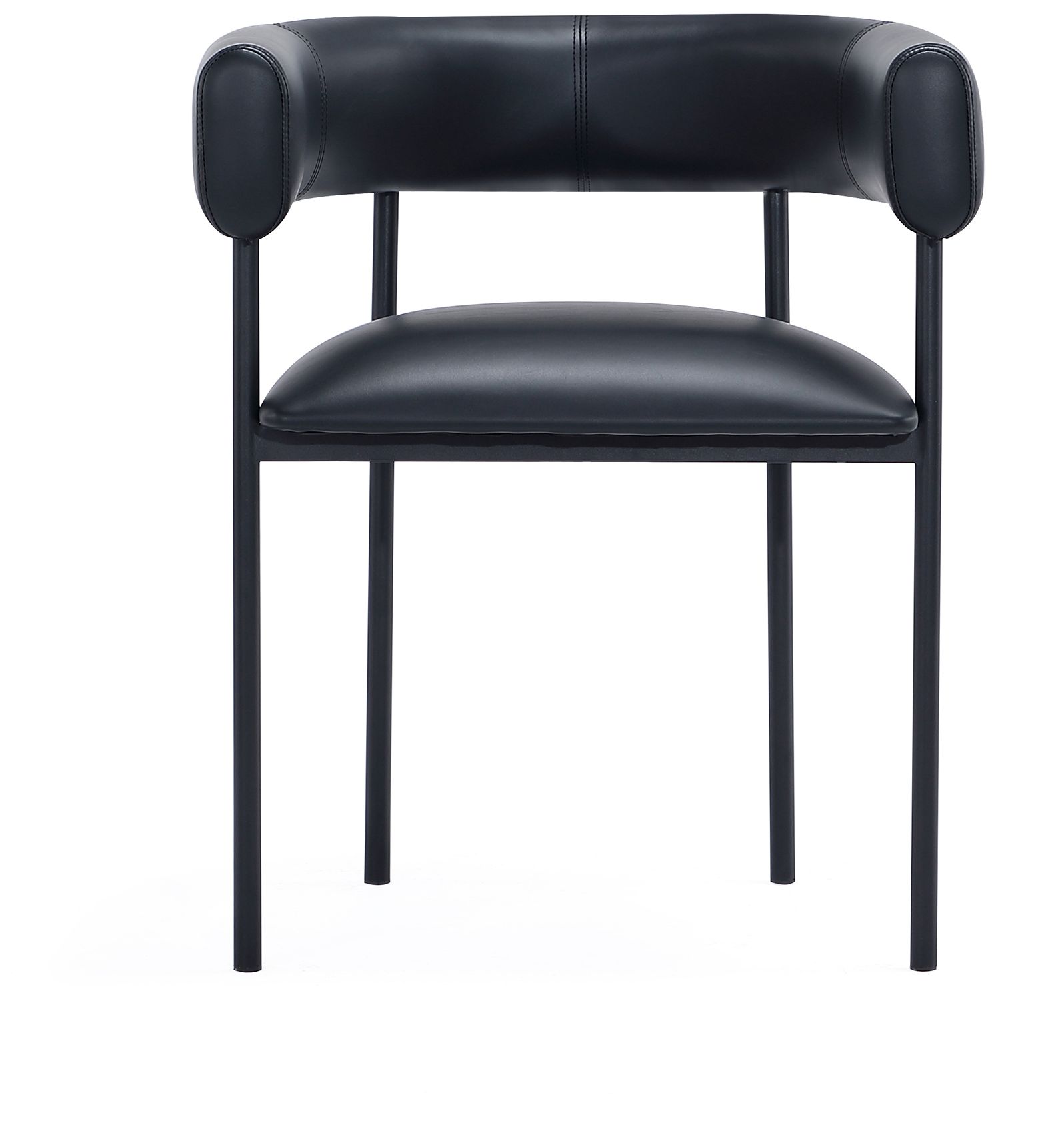 Image 7 Onda Contemporary Vegan Leather Metal Dining Chair in Black more views