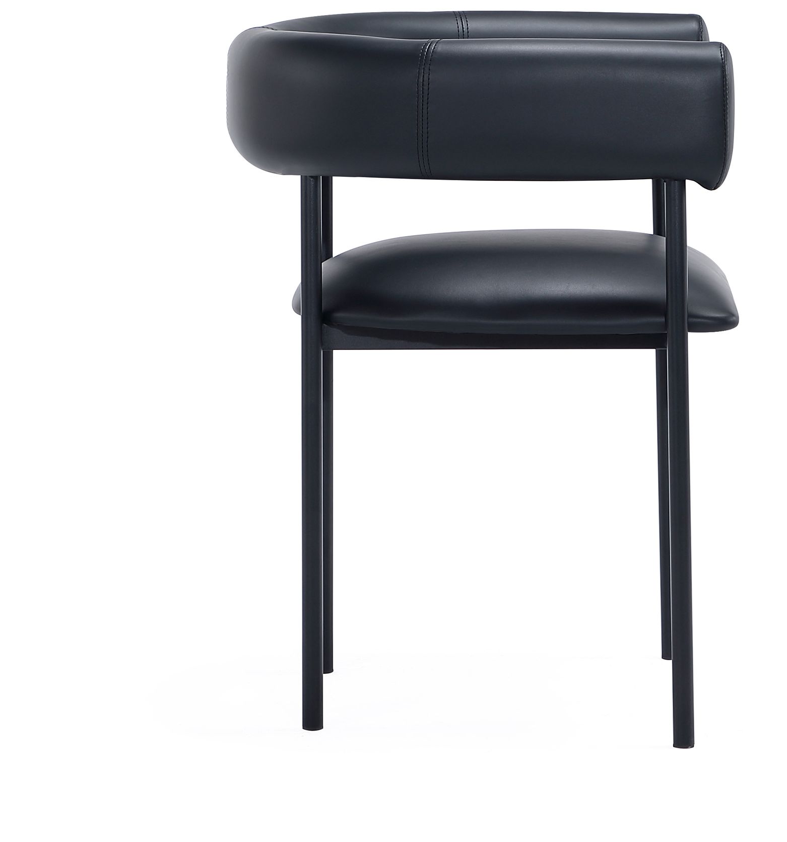 Onda Contemporary Vegan Leather Metal Dining Chair in Black