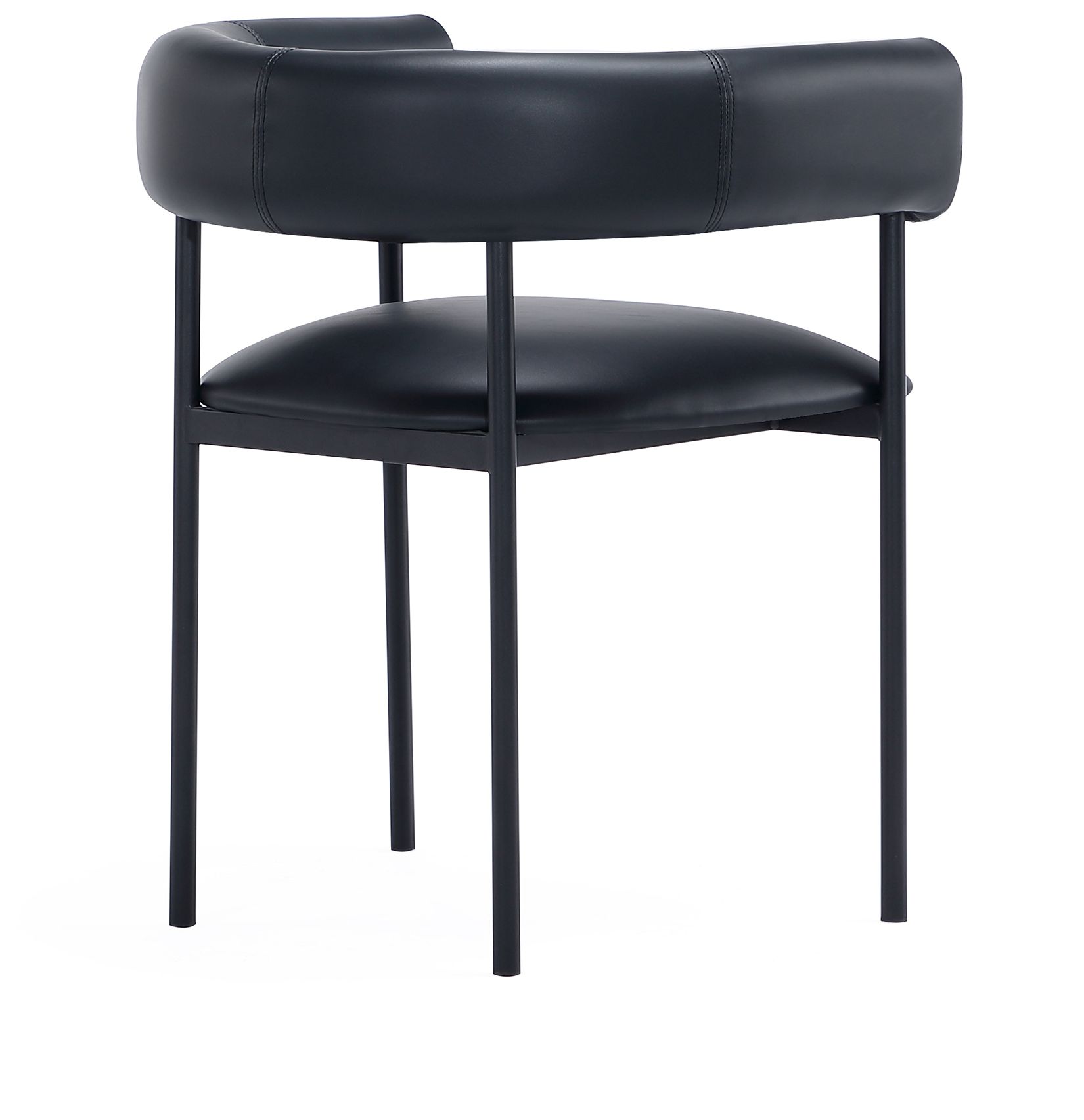 Onda Contemporary Vegan Leather Metal Dining Chair in Black