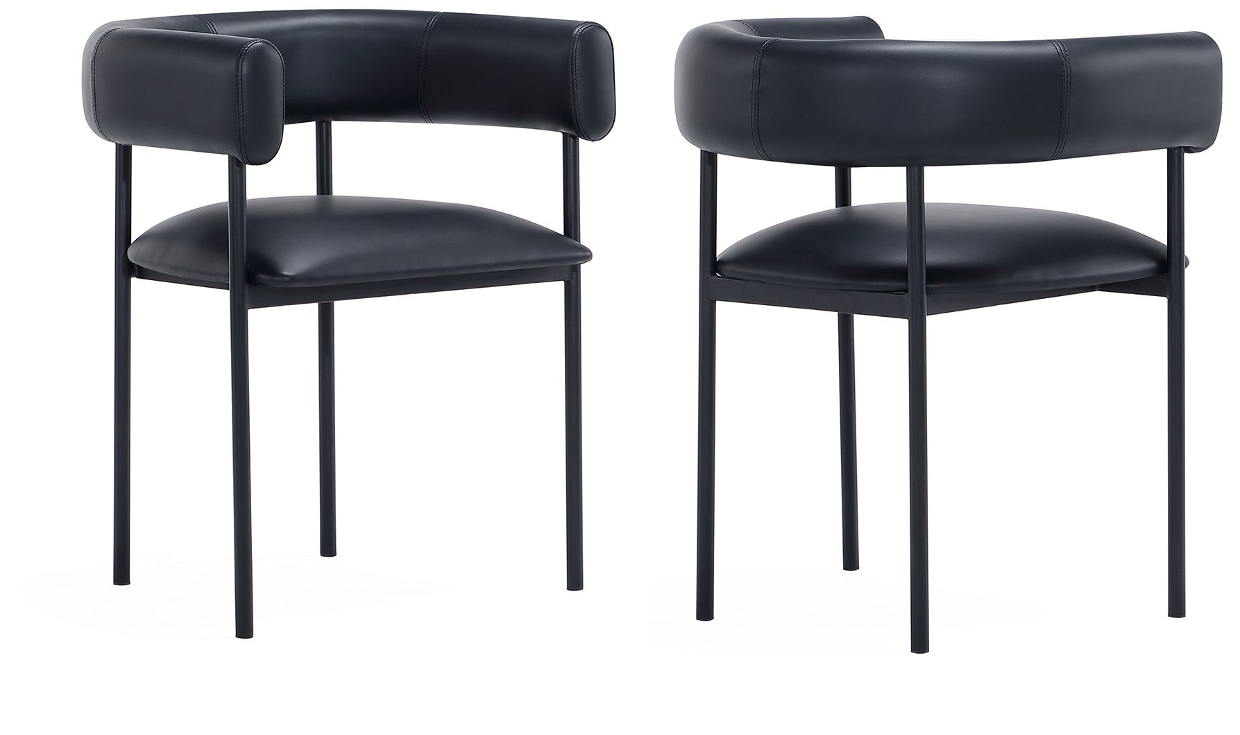 Onda Contemporary Vegan Leather Metal Dining Chair in Black