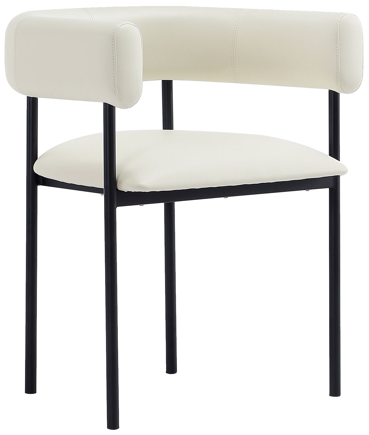 Image 2 Onda Contemporary Vegan Leather Metal Dining Chair in Ivory