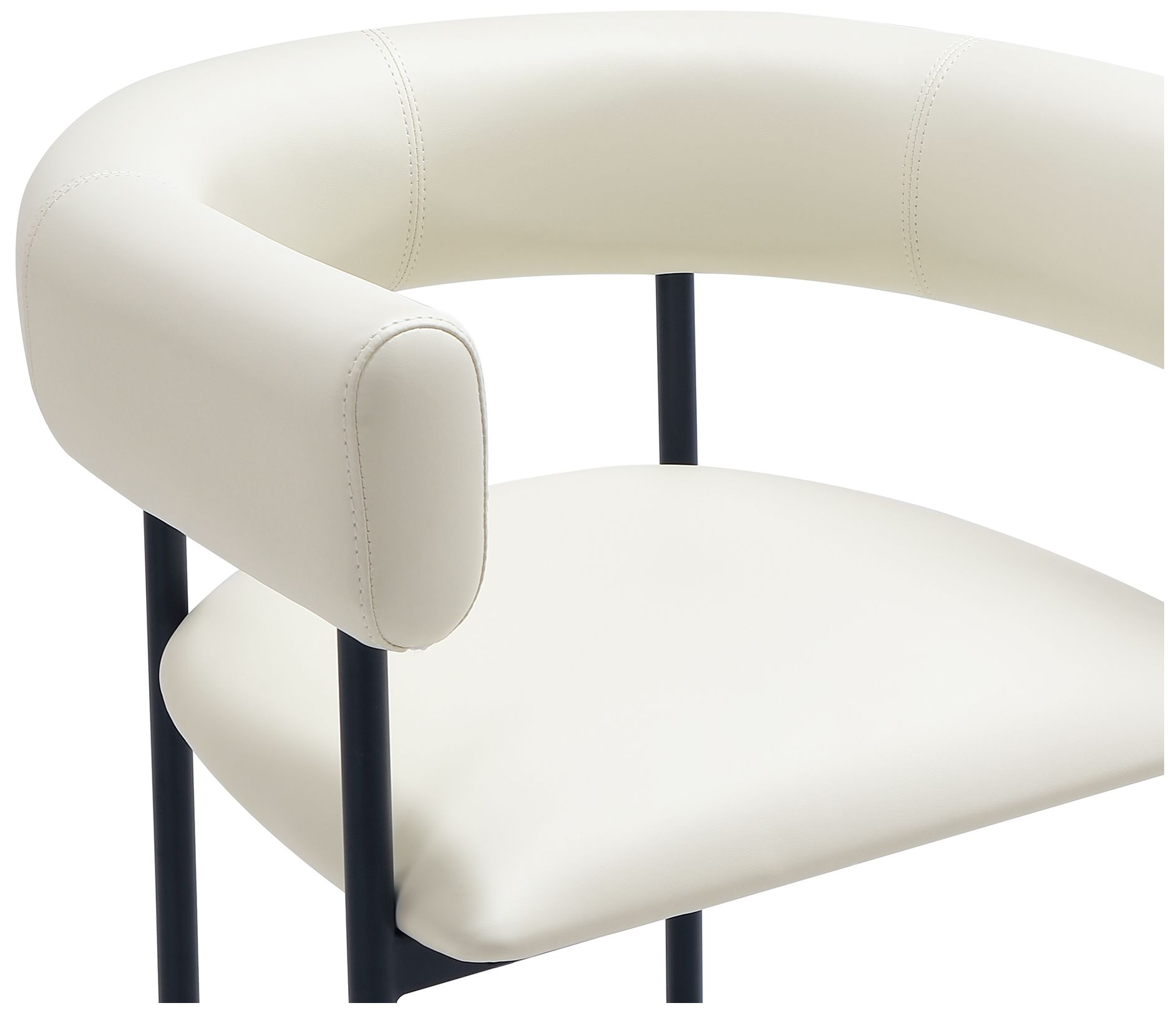 Image 7 Onda Contemporary Vegan Leather Metal Dining Chair in Ivory more views