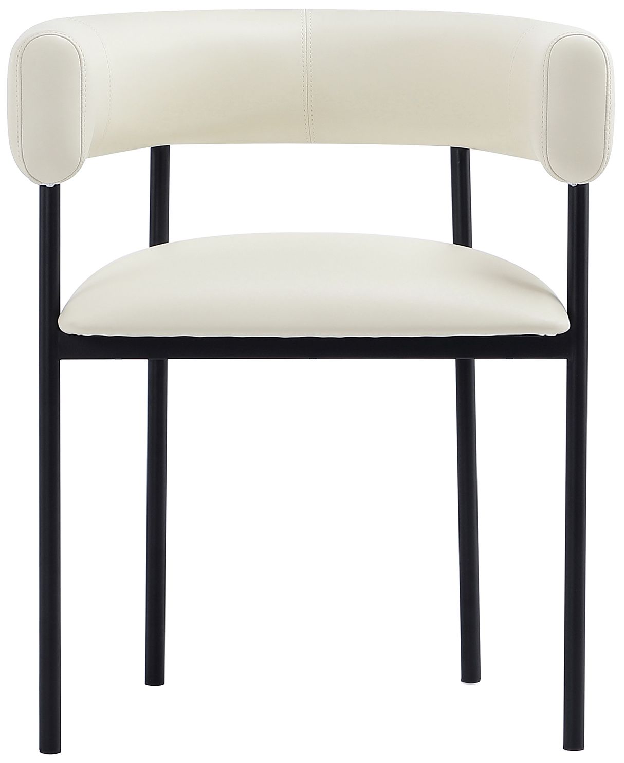 Onda Contemporary Vegan Leather Metal Dining Chair in Ivory