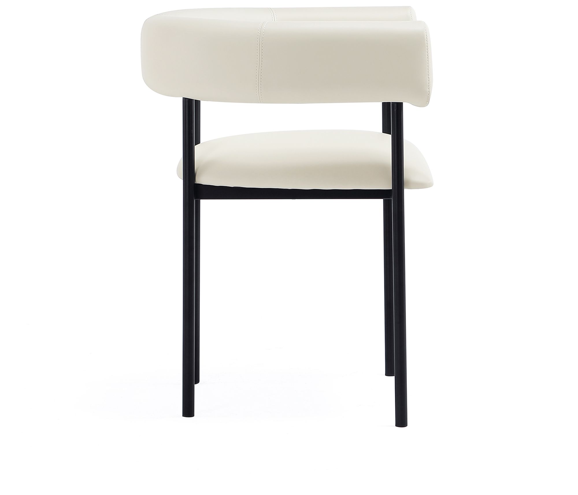 Onda Contemporary Vegan Leather Metal Dining Chair in Ivory