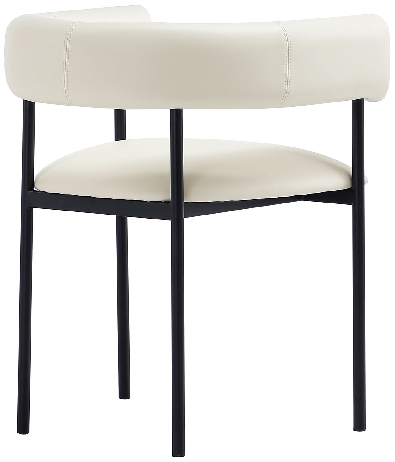 Onda Contemporary Vegan Leather Metal Dining Chair in Ivory