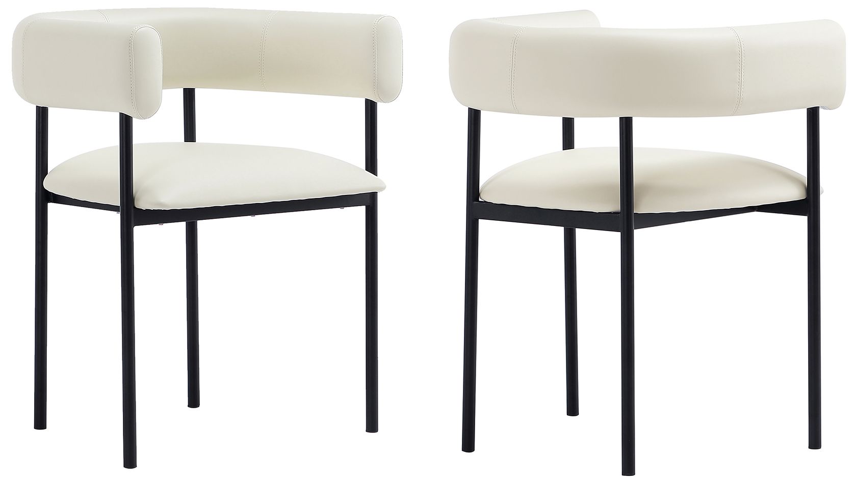 Onda Contemporary Vegan Leather Metal Dining Chair in Ivory