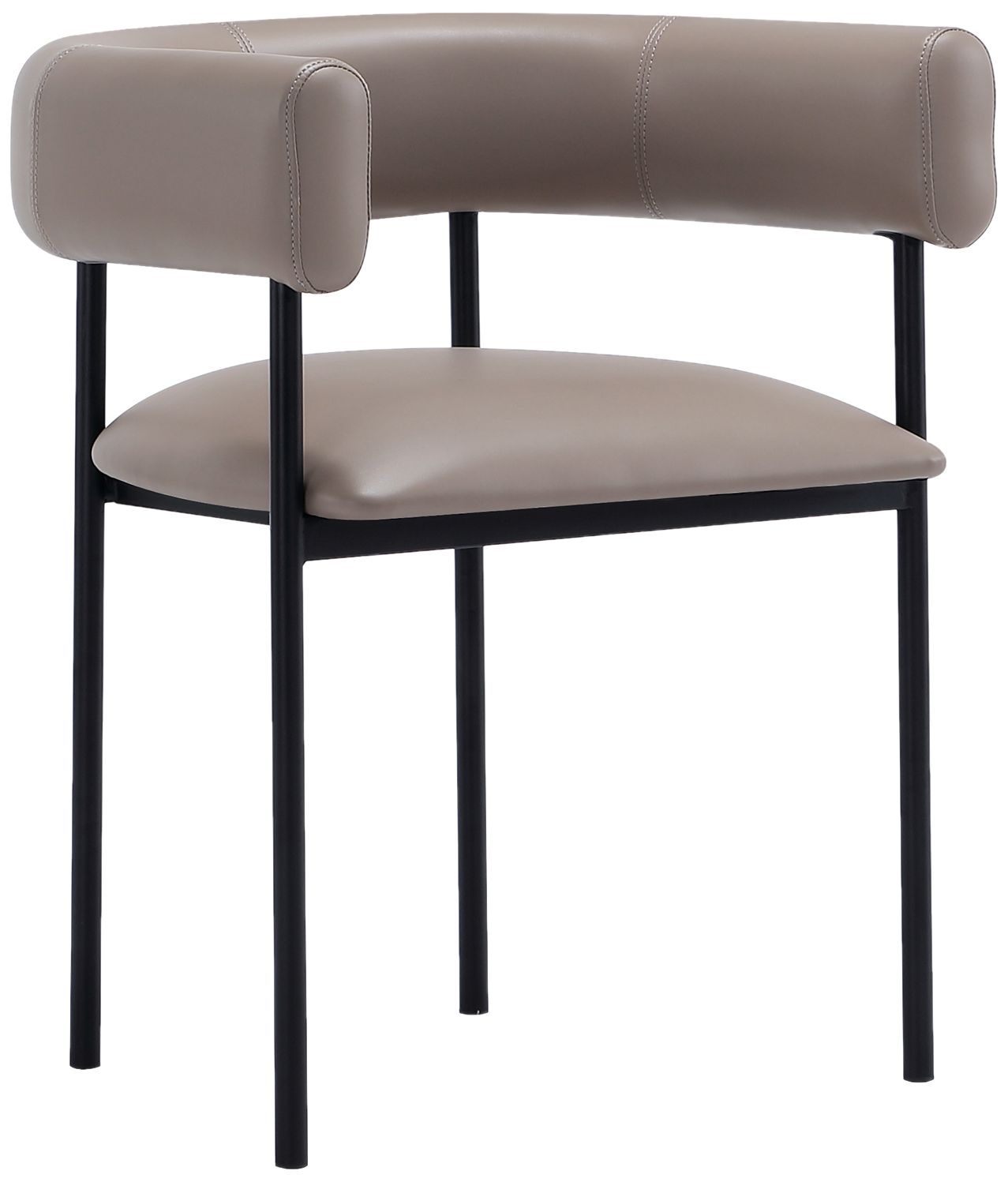 Image 2 Onda Contemporary Vegan Leather Metal Dining Chair in Taupe