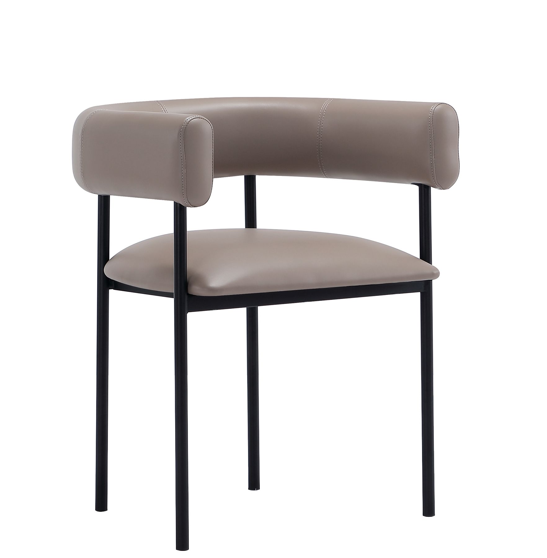 Image 3 Onda Contemporary Vegan Leather Metal Dining Chair in Taupe more views