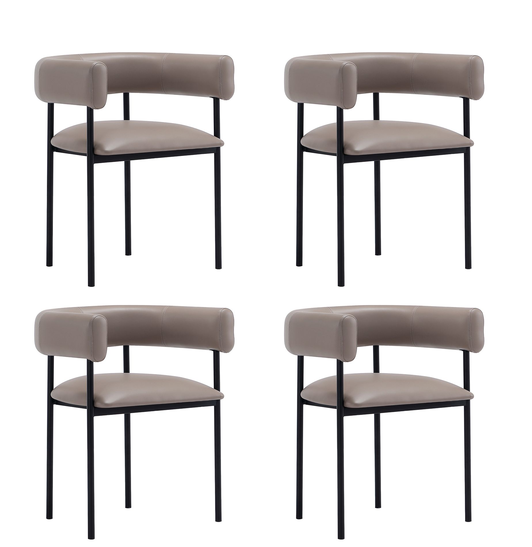 Onda Contemporary Vegan Leather Metal Dining Chair in Taupe