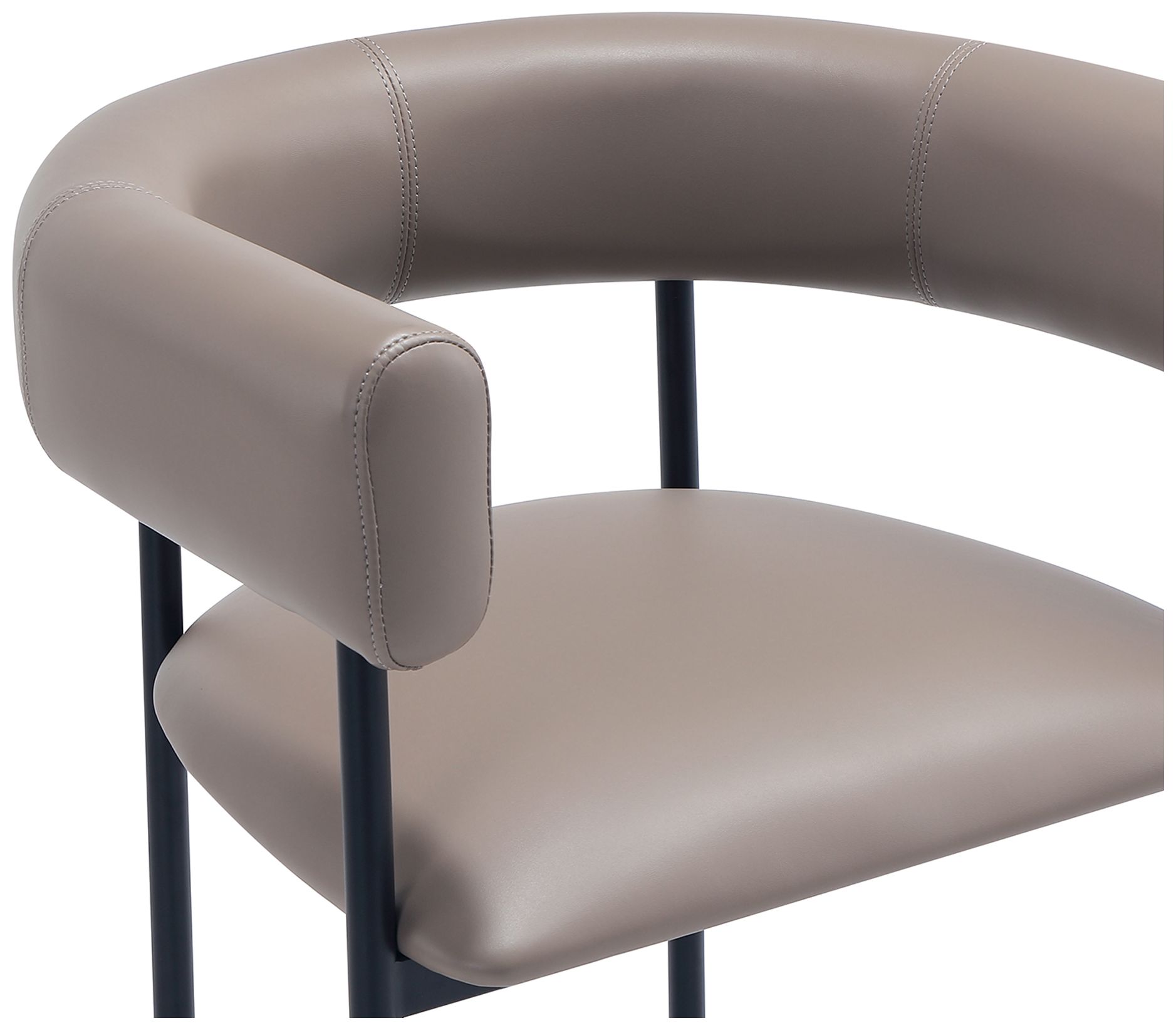 Image 6 Onda Contemporary Vegan Leather Metal Dining Chair in Taupe more views