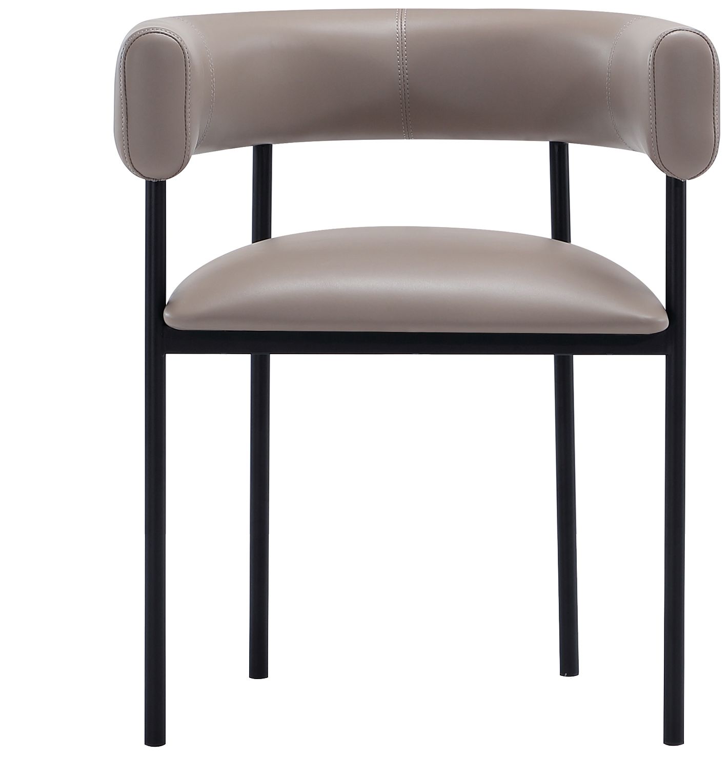 Image 7 Onda Contemporary Vegan Leather Metal Dining Chair in Taupe more views