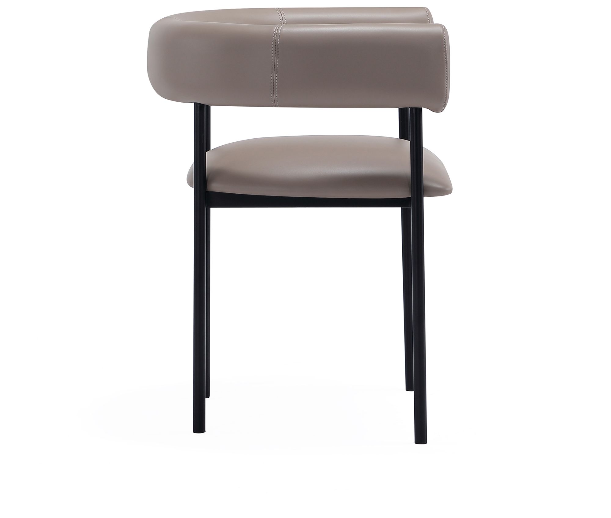 Onda Contemporary Vegan Leather Metal Dining Chair in Taupe