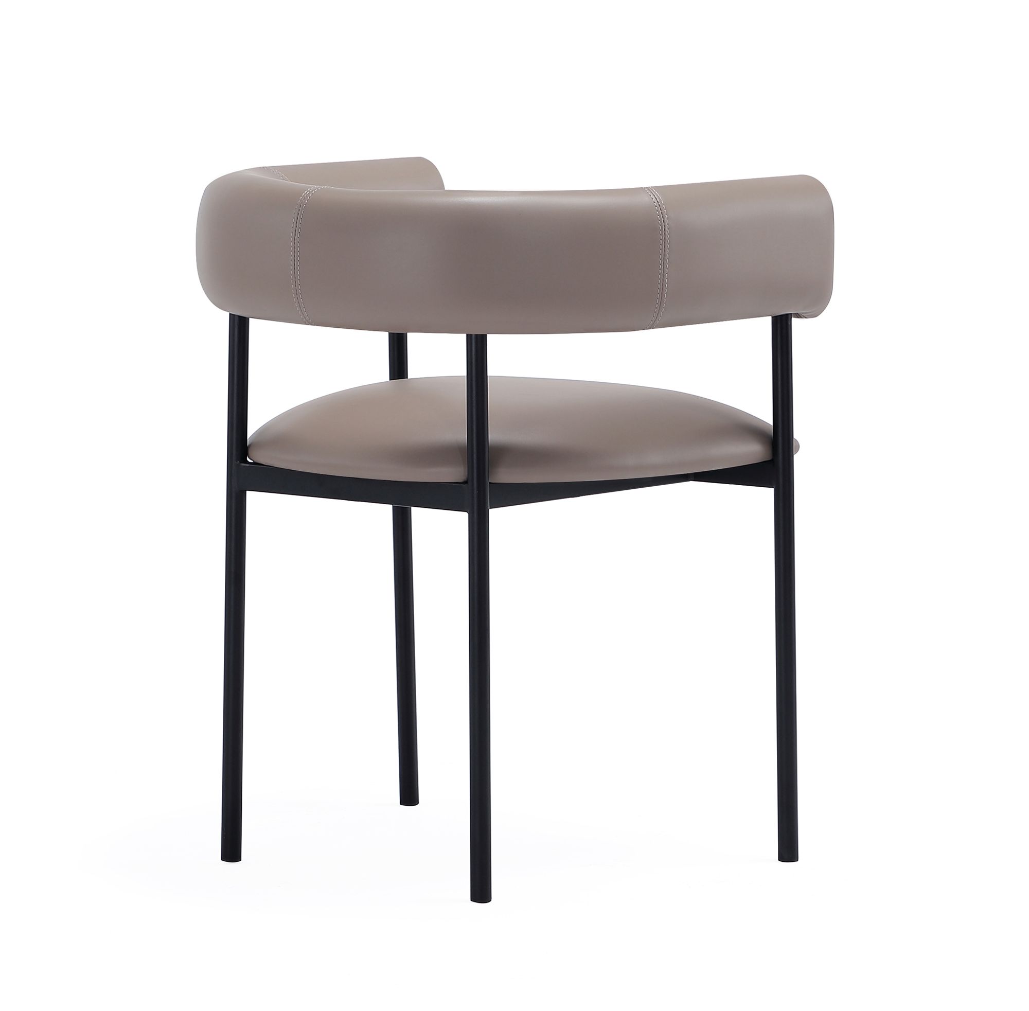 Onda Contemporary Vegan Leather Metal Dining Chair in Taupe