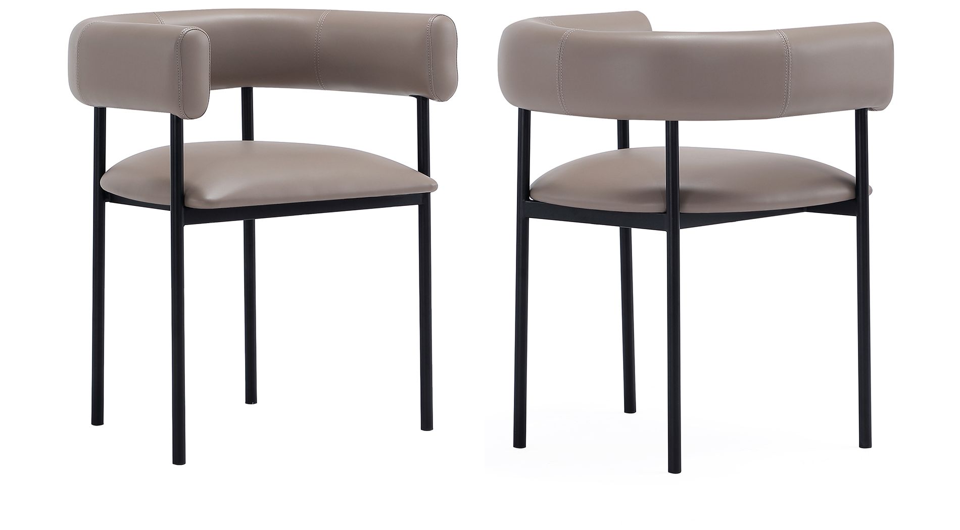 Onda Contemporary Vegan Leather Metal Dining Chair in Taupe