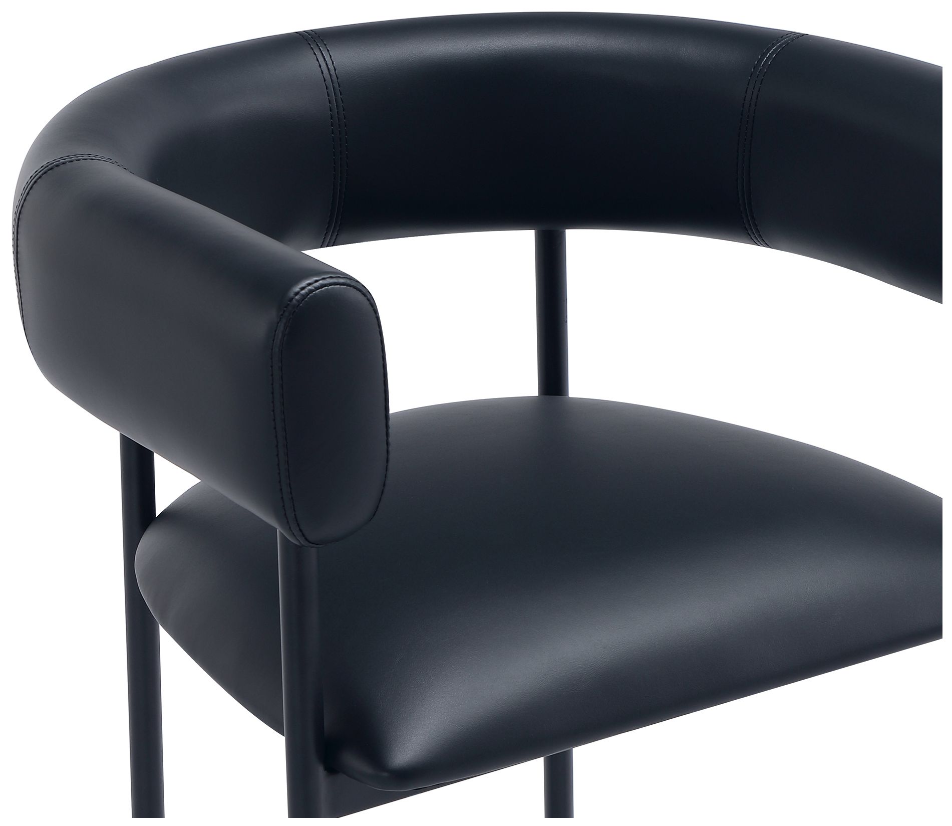 Image 6 Onda Contemporary Vegan Leather Metal Upholstered Barstool in Black more views