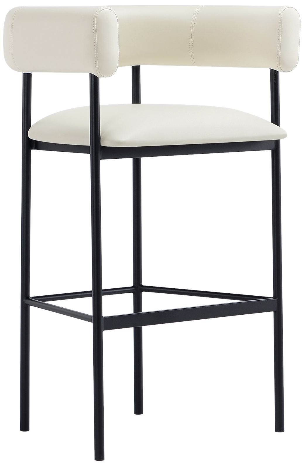 Image 2 Onda Contemporary Vegan Leather Metal Upholstered Barstool in Ivory