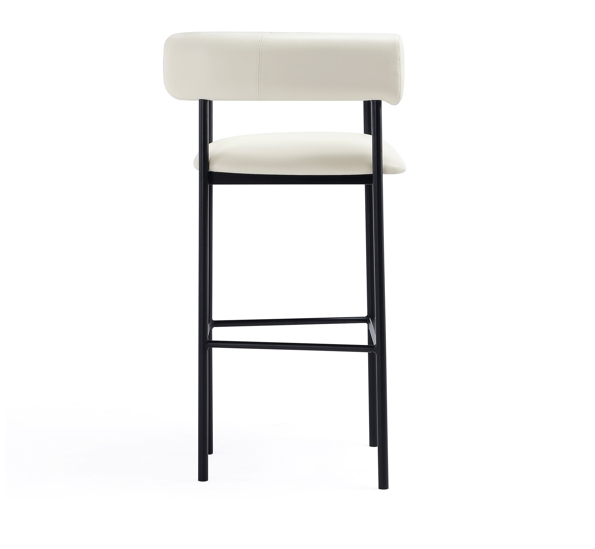 Onda Contemporary Vegan Leather Metal Upholstered Barstool in Ivory