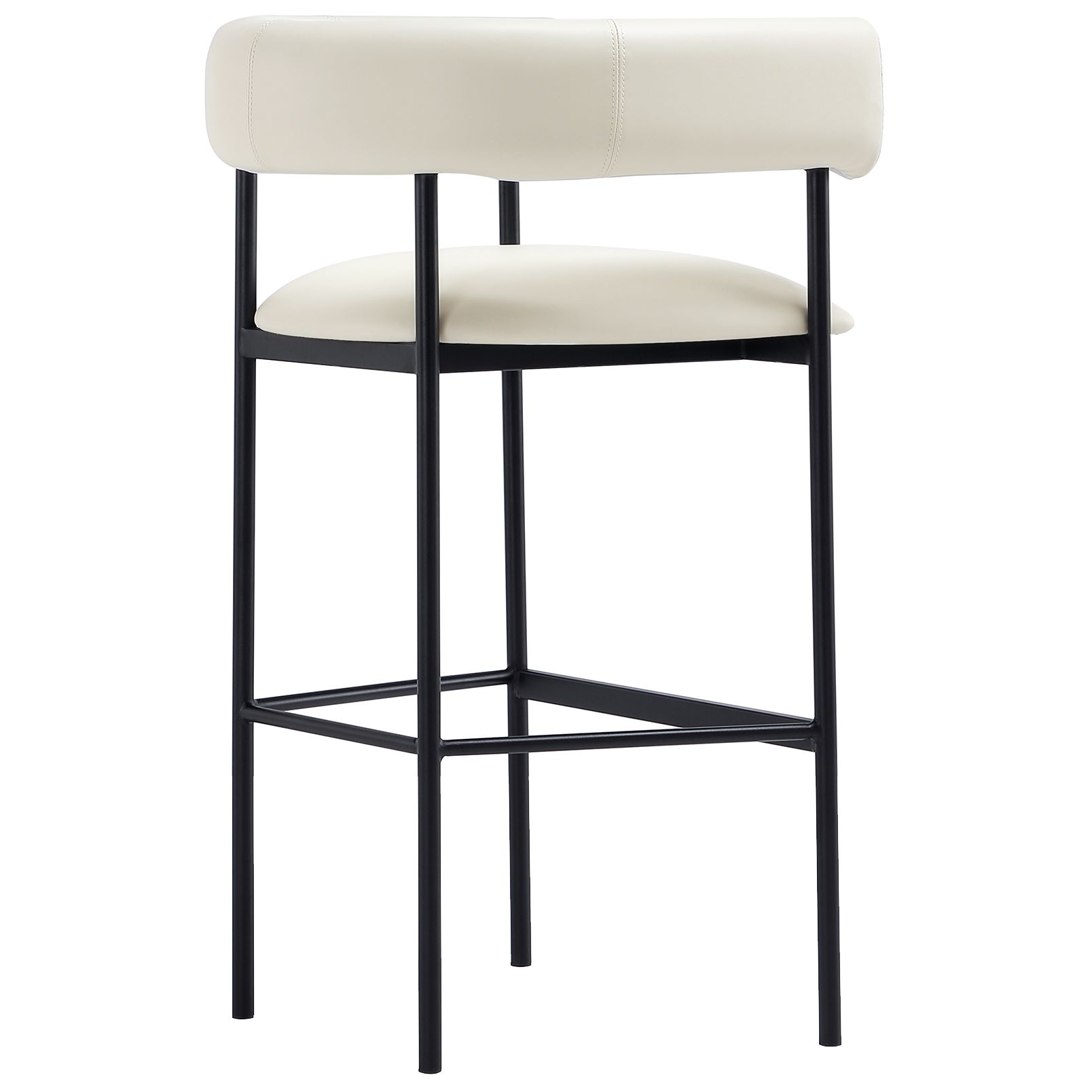 Onda Contemporary Vegan Leather Metal Upholstered Barstool in Ivory