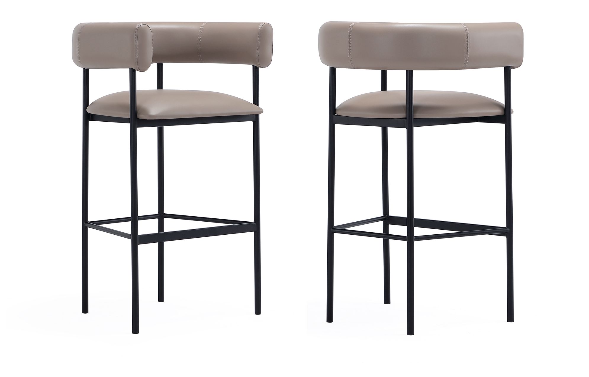 Onda Contemporary Vegan Leather Metal Upholstered Barstool in Taupe