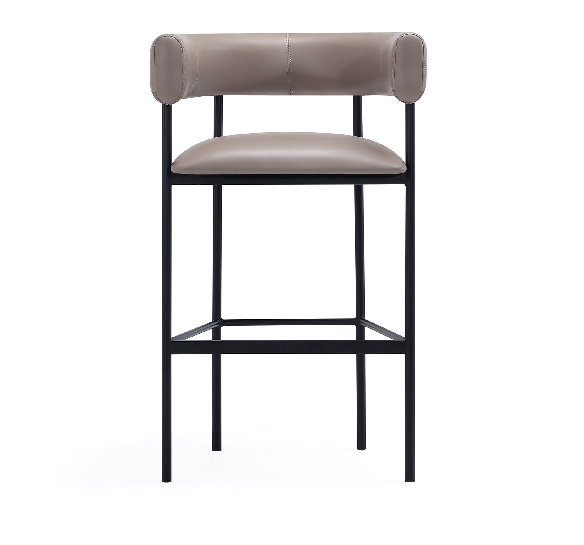 Image 7 Onda Contemporary Vegan Leather Metal Upholstered Barstool in Taupe more views