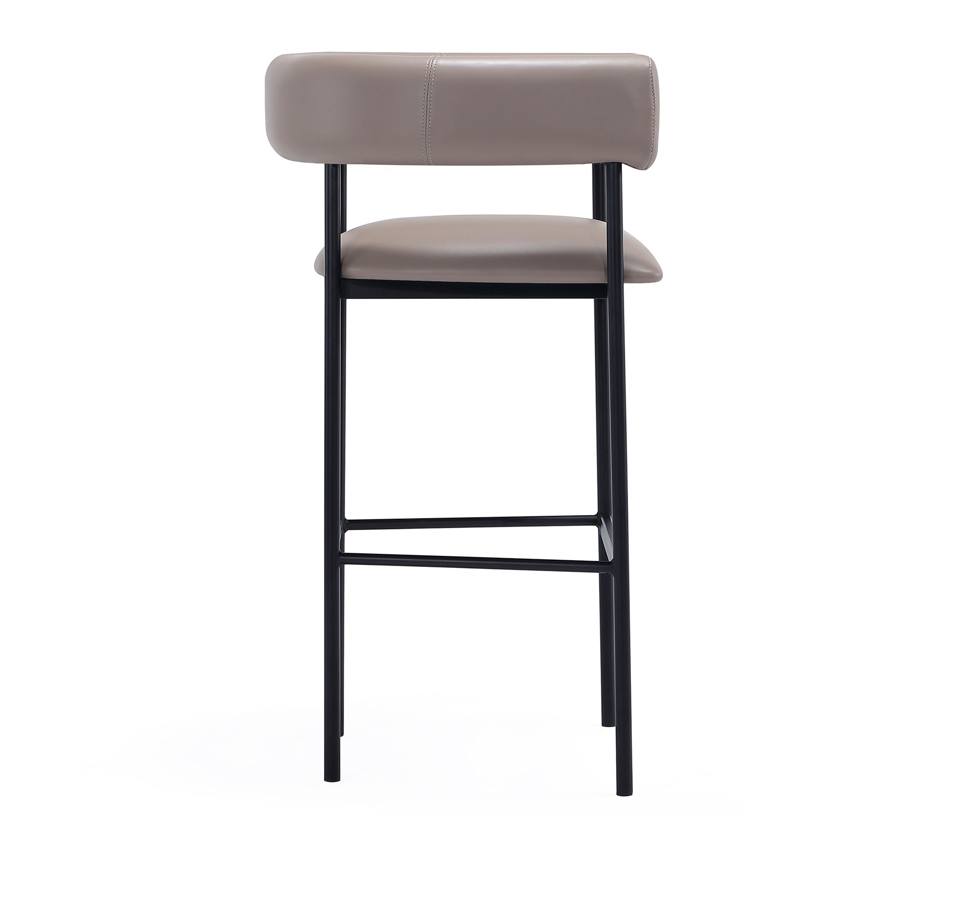 Onda Contemporary Vegan Leather Metal Upholstered Barstool in Taupe