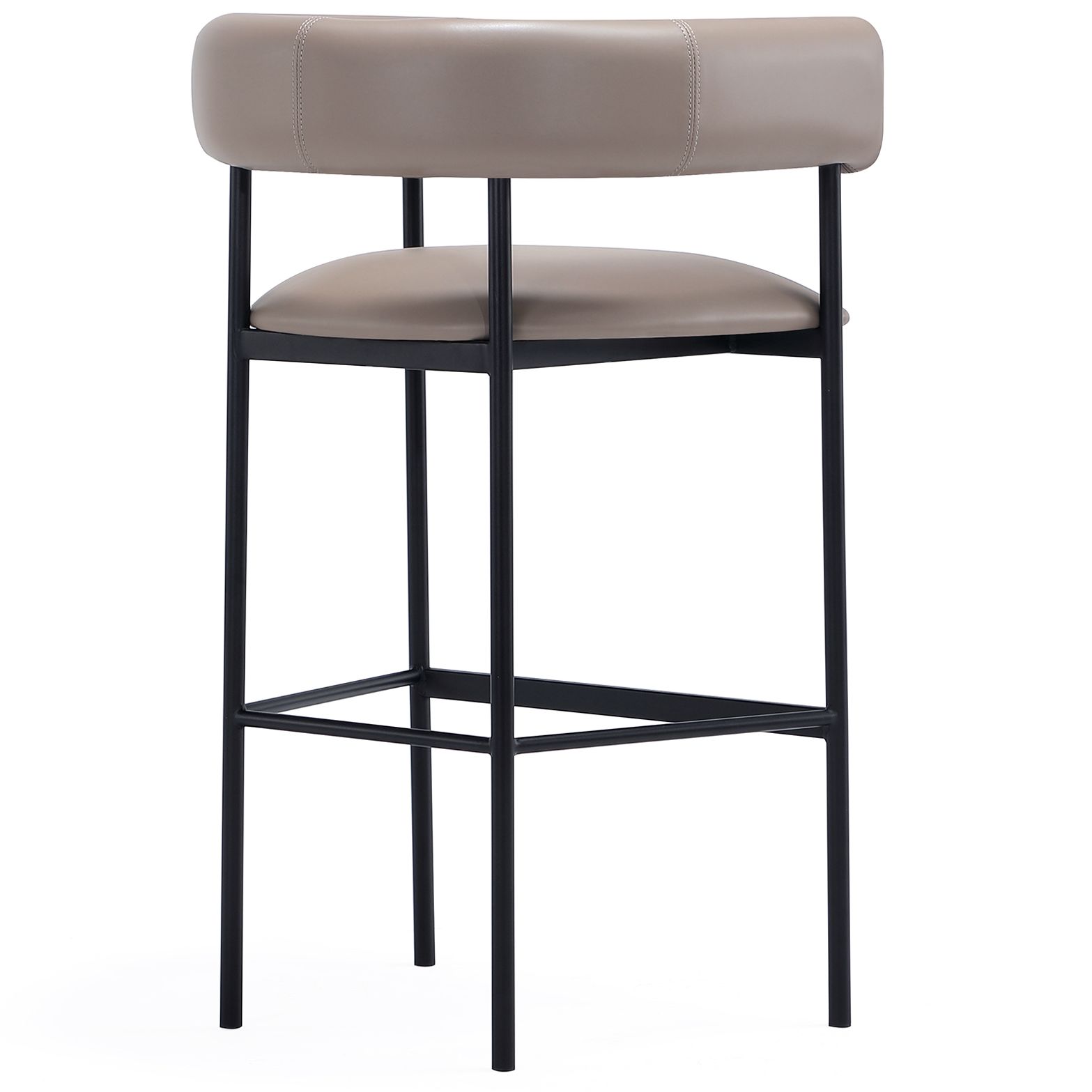 Onda Contemporary Vegan Leather Metal Upholstered Barstool in Taupe