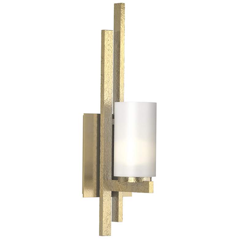 Image 1 Ondrian 16.7 inchH Left Orientation Modern Brass Sconce With Opal Glass Sh