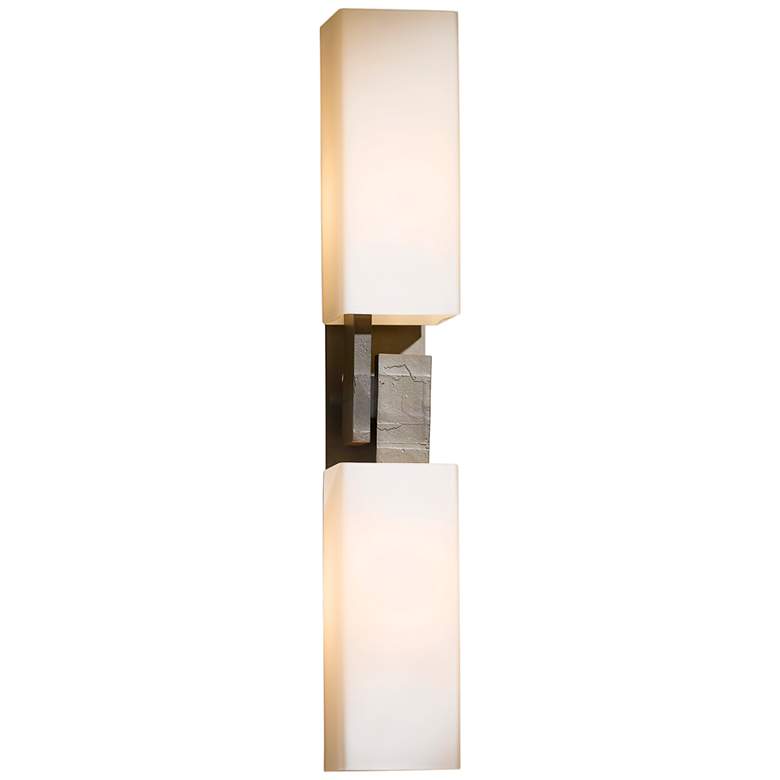 Image 1 Ondrian 2 Light Sconce - Dark Smoke Finish - Opal Glass