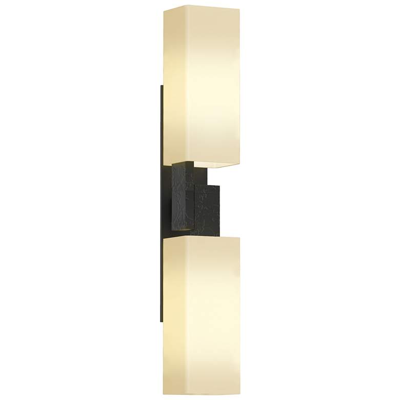 Image 1 Ondrian 20.1 inch High 2 Light Black Sconce With Opal Glass Shade
