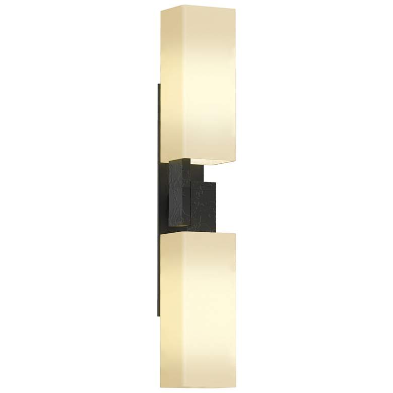 Image 1 Ondrian 20.1" High 2 Light Black Sconce With Opal Glass Shade