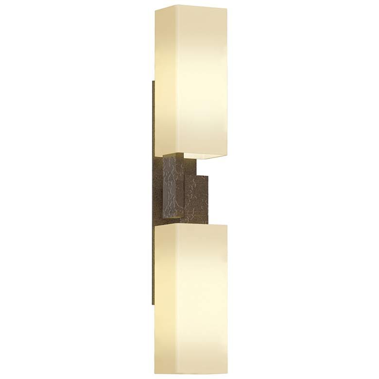 Image 1 Ondrian 20.1" High 2 Light Bronze Sconce With Opal Glass Shade