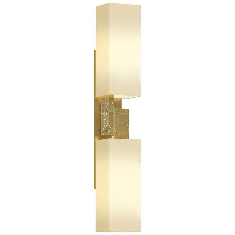 Image 1 Ondrian 20.1" High 2 Light Modern Brass Sconce With Opal Glass Shade