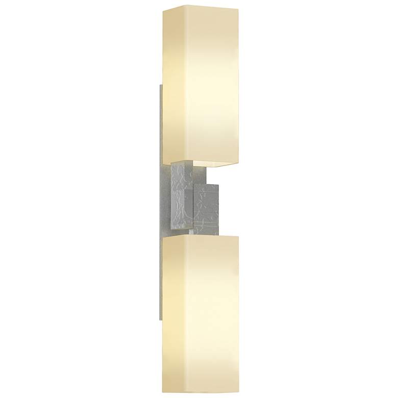 Image 1 Ondrian 20.1" High 2 Light Vintage Platinum Sconce With Opal Glass Sha