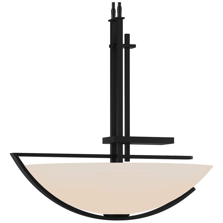 Image 1 Ondrian 26 inch Wide Black Long Pendant With Opal Glass Shade